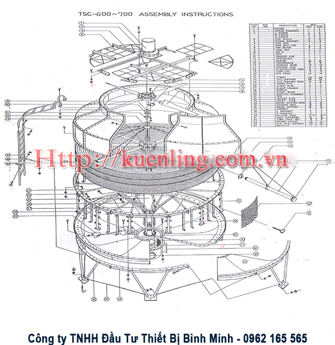 Bản vẽ chi tiết thông số tháp giải nhiệt tashin TSC 700RT