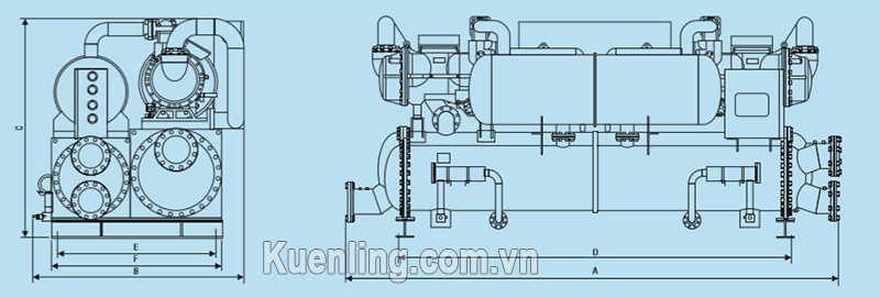 Sơ đồ cấu tạo máy làm lạnh nước KLFW-200D/R-134a